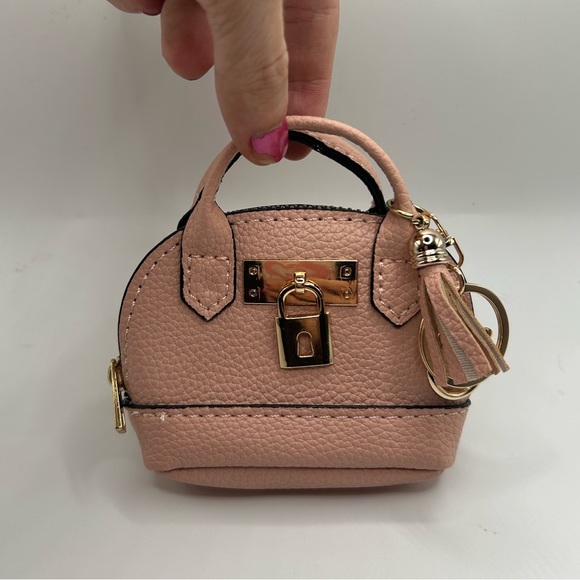 NEW Mini Purse Bag Charm Keychain Micro Pouch Bag Cles Compact Mini Wallet Pink - Picture 4 of 12